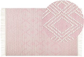Teppich Wolle pastellrosa weiß 200 x 300 cm Kurzflor ADANA