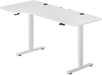 Juskys Höhenverstellbarer Schreibtisch, Metall, Holz, weiß, 160 x 75 cm