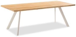 Niehoff Solid Tisch Aluminium/Teak Massivholz gebürstet Ivory/Holzfarben Stativprofil 280x95x76 cm