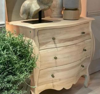 Casa Padrino Luxus Landhausstil Massivholz Kommode mit 3 Schubladen Naturfarben - Handgefertigte Landhausstil Möbel - Luxus Qualität