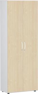 Garderobenschrank mit ausziehbarem Garderobenhalter, 80x42x216cm, Ahorn Weiß