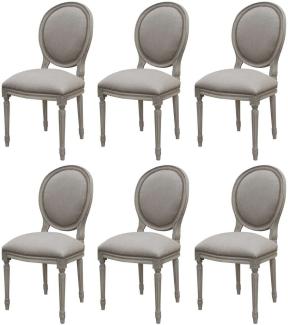 Casa Padrino Luxus Barock Esszimmer Stuhl Set Medaillon Grau 48 x 50 x H. 95 cm - Handgefertigte Esszimmerstühle im Barockstil - Barock Esszimmer Möbel - Luxus Qualität