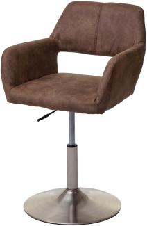 Esszimmerstuhl HWC-A50 III, Stuhl Küchenstuhl, Retro 50er Jahre, Stoff/Textil ~ vintage braun, Fuß gebürstet
