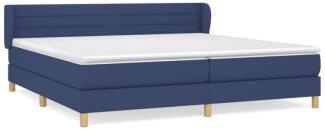 Doppelbett, Polsterbett mit Matratze Hellgrau 140x190 cm Stoff Blau 200 x 200 cm
