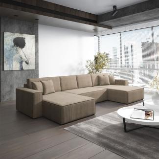 Wohnlandschaft Schlafsofa Sofa CONOR PREMIUM Stoff Poso Dunkelbeige