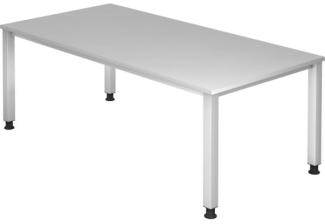 Schreibtisch QS2E 4-Fuß eckig 200x100cm Grau Gestellfarbe: Silber