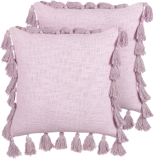 Dekokissen Baumwolle rosa mit Quasten 45 x 45 cm 2er Set LYNCHIS