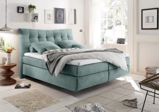 Boxspringbett Malibu 1 blau 180x200 cm inkl. Topper Bett Doppelbett Polsterbett