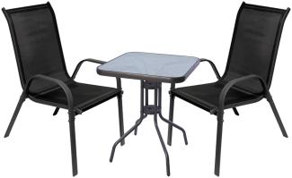 3-tlg. Bistro Garnitur Balkonset Tisch + 2 Stapelstühle Ø60xH70cm