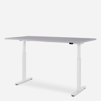 160 x 80 cm WRK21® SMART - Grau Uni / Weiss elektrisch höhenverstellbarer Schreibtisch