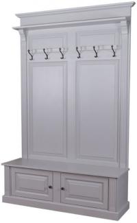 Casa Padrino Landhausstil Massivholz Garderobenschrank Grau 140 x 41 x H. 210 cm - Wand Garderobe - Flur Schrank - Flurmöbel - Garderobenmöbel - Landhausstil Möbel