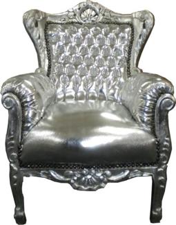 Barock Kinder Sessel Silber/Silber - Tron