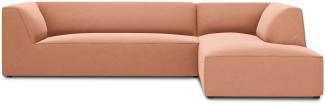 Micadoni 4-Sitzer Samtstoff Modular Ecke rechts Sofa Ruby | Bezug Pink | Beinfarbe Black Plastic