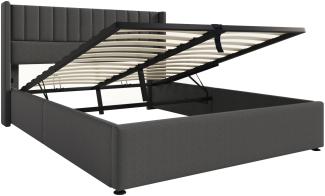 Merax Doppelbett 180x200 Polsterbett aus Leinen mit Lattenrost & Hydraulische Stauraum Grau
