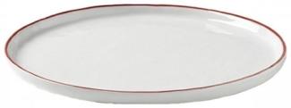 Lambert Piana Teller Porzellan, D 21,5 cm, Dekor Rand weiß / rot 21396