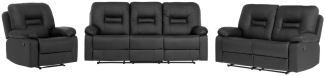 Sofa Set Kunstleder schwarz 6-Sitzer verstellbar BERGEN
