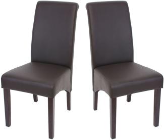 2er-Set Esszimmerstuhl Küchenstuhl Stuhl M37 ~ Kunstleder matt, braun, dunkle Füße