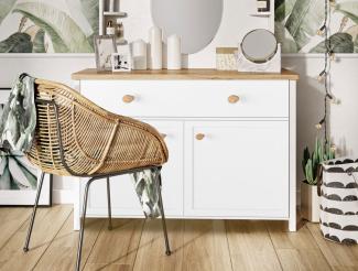 Kommode "Story" Sideboard 110cm weiß Nash Eiche 2-türig