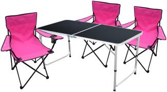 4-teiliges Campingmöbel Set Schwarz - Pink