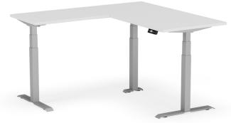 elektrisch höhenverstellbarer Schreibtisch L-SHAPE 160 x 160 x 60 - 80 cm - Gestell Grau, Platte Weiss
