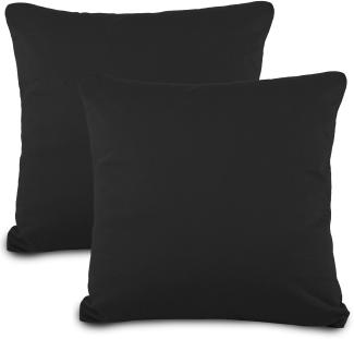 aqua-textil Classic Line Kissenbezug 2er-Set 80 x 80 cm schwarz Baumwolle Kissen Bezug Kissenhülle, Kopfkissenüberzug, Pillowcase, Bettkissen, Kopfkissenbezug, Reißverschluss Jersey