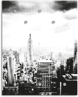 Queence Garderobe - "City Lights" Druck auf hochwertigem Arcylglas inkl. Edelstahlhaken und Aufhängung, Format: 100x120cm