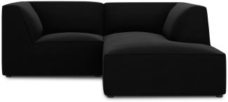 Micadoni 3-Sitzer Samtstoff Modular Ecke rechts Sofa Ruby | Bezug Black | Beinfarbe Black Plastic