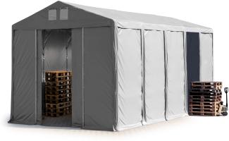 Lagerzelt 5x10 m Zelthalle Industriezelt mit 3,6m Seitenhöhe PVC Plane 850 N grau 100% wasserdicht Ganzjahreszelt mit Schiebetor