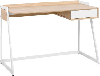 Schreibtisch weiß / heller Holzfarbton 120 x 60 cm QUITO