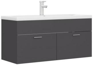 vidaXL Waschbeckenunterschrank mit Einbaubecken Grau Spanplatte [3071299]