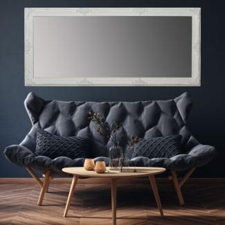 Stilvoller Spiegel GRANDE 162x72cm antik-weiss Barockstil Facette Holzrahmen