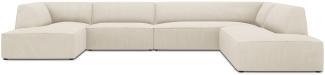 Micadoni 7-Sitzer Panorama Ecke rechts Sofa Ruby | Bezug Light Beige | Beinfarbe Black Plastic