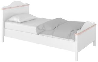 Bett Luna Einzelbett Bettgestell 90x200cm weiß rosa mit Matratze