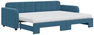 Tagesbett Ausziehbar mit Matratzen Blau 80x200 cm Samt