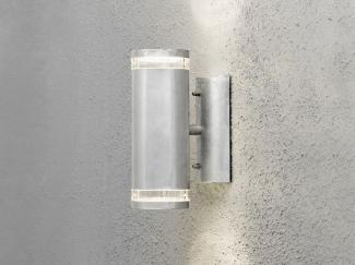 LED Design Außenwandleuchte Up-Down Höhe 24cm aus Stahl, Silber