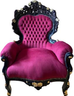Casa Padrino Barock Wohnzimmer Sessel Bordeauxrot / Schwarz / Gold - Handgefertigter Antik Stil Wohnzimmer Sessel - Prunkvolle Barock Wohnzimmer Möbel