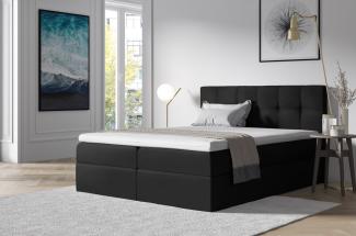 Stylefy 'Cesar' Boxspringbett Kunstleder Schwarz 160 x 200 cm