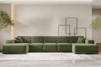 Wohnlandschaft Sofa U-Form CESINA XL in Stoff Perfect Harmony Waldgrün
