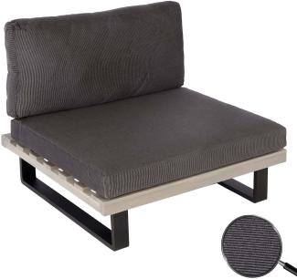 Lounge-Sessel HWC-H54, Garten-Sessel, Spun Poly Akazie Holz MVG-zertifiziert Aluminium ~ grau, Polster dunkelgrau