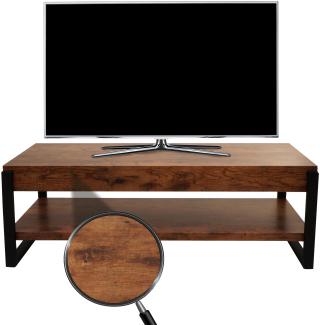 TV-Rack HWC-L53, Fernsehtisch Lowboard TV-Tisch, Metall 42x120x44cm ~ dunkle Wildeiche