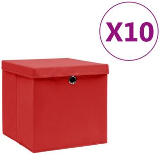 Aufbewahrungsboxen mit Deckeln 10 Stk. 28x28x28 cm Rot