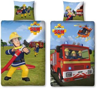 Feuerwehrmann Sam Kinderbettwäsche für Jungen 135x200 + 80x80 cm MISSION aus 100% Baumwolle