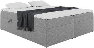 MEBLINI Boxspringbett LIONEL 140x200 cm mit Bettkasten - H3/Grau Webstoff Polsterbett - Doppelbett mit Topper & Bonellfederkern-Matratze