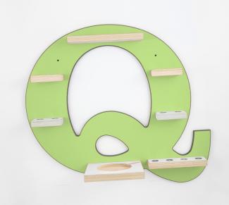 Schreinerei Linden 'Buchstabe Q' Tonie-Regal, Holz grün, 45 x 46 cm