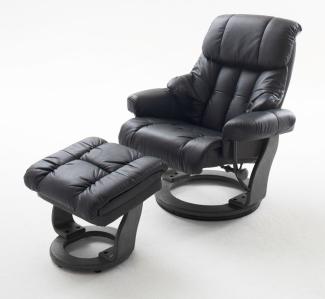 Relax-Sessel mit Hocker CALGARY, schwarz/schwarz