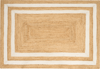 Teppich Jute beige 160 x 230 cm geometrisches Muster Kurzflor GEMEREK