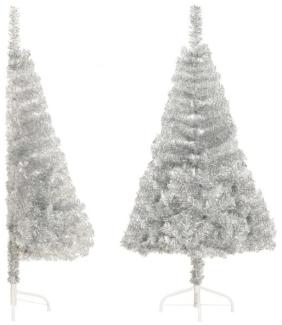 Künstlicher Halb-Weihnachtsbaum mit Ständer Silbern 150 cm PVC