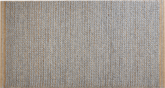 Teppich Wolle grau 80 x 150 cm Kurzflor BANOO