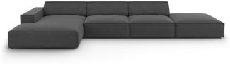 Micadoni 5-Sitzer Samtstoff Ecke links Sofa Jodie | Bezug Grey | Beinfarbe Black Plastic