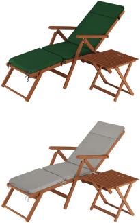 Deckchair, Balkonstuhl, klassische und robuste Balkonliege mit Tisch wählbarem Zubehör V-10-200T